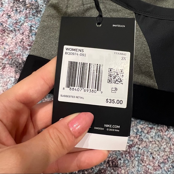 NWT Nike Grey Black Indy Sports Bra Plus Size 3X - Picture 6 of 7